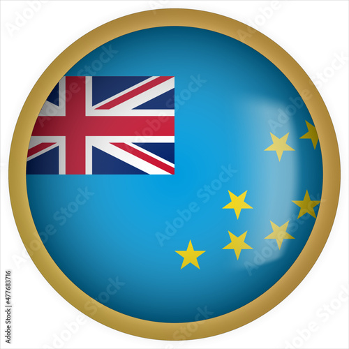 Free Download Tuvalu 3D rounded Flag Button Icon with Gold Frame - GFXLoad