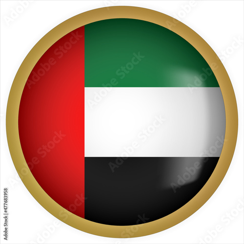 United Arab Emirates 3D rounded Flag Button Icon with Gold Frame Free Download United Arab Emirates 3D rounded Flag Button Icon with Gold Frame - GFXLoad
