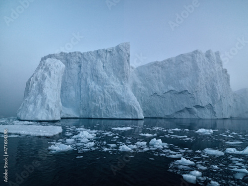 Icebergs on Arctic Ocean in Greenland. Climate Change on Pole region © murattellioglu