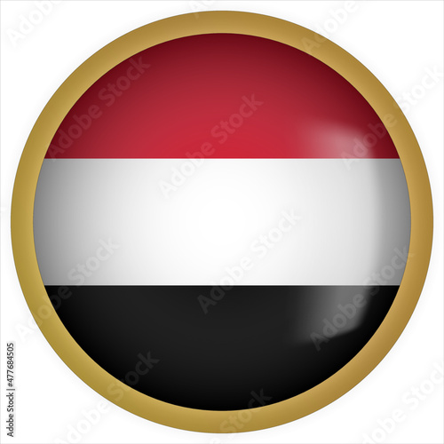 Yemen 3D rounded Flag Button Icon with Gold Frame Free Download Yemen 3D rounded Flag Button Icon with Gold Frame - GFXLoad