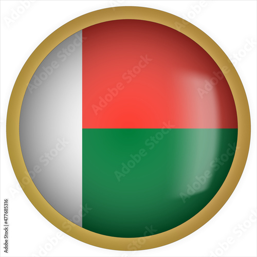 Free Download Madagascar 3D rounded Flag Button Icon with Gold Frame - GFXLoad