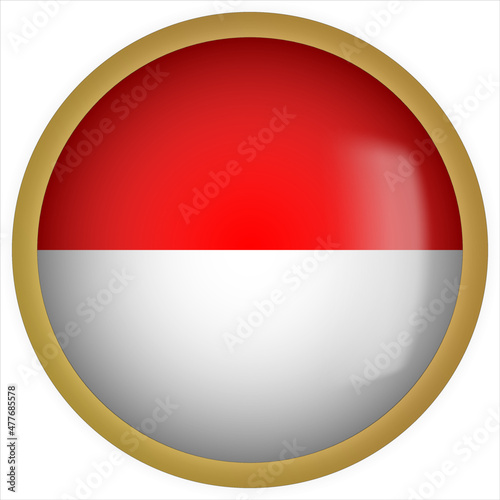 Indonesia 3D rounded Flag Button Icon with Gold Frame Free Download Indonesia 3D rounded Flag Button Icon with Gold Frame - GFXLoad