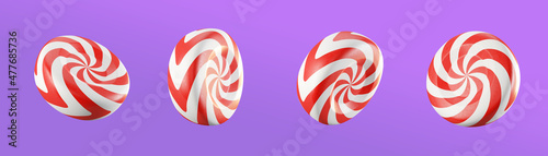 Christmas candy spiral 3d rendering multiple angles photo