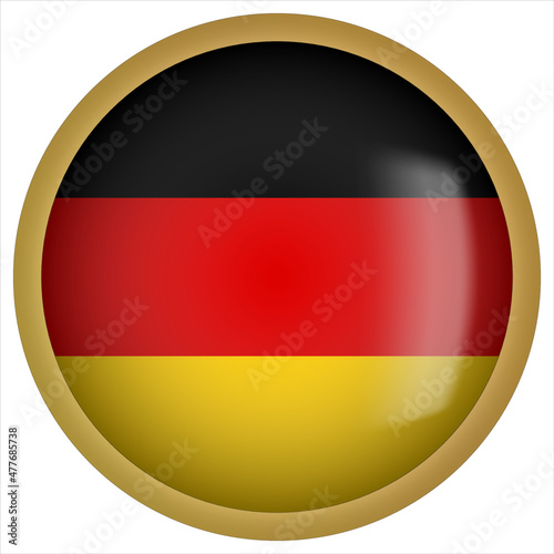 Germany 3D rounded Flag Button Icon with Gold Frame