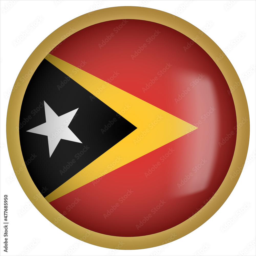 East Timor 3D rounded Flag Button Icon with Gold Frame East Timor 3D rounded Flag Button Icon with Gold Frame