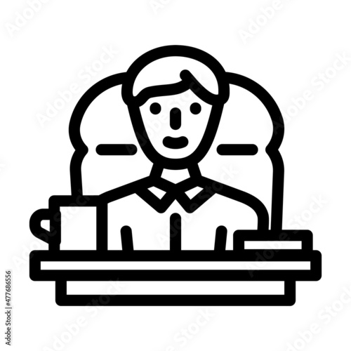 boss at office table line icon vector. boss at office table sign. isolated contour symbol black illustration