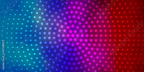 Light Blue  Red vector background with small and big stars.