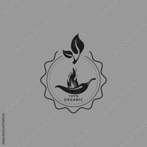 Fiery chili in a circle restaurant icon logo