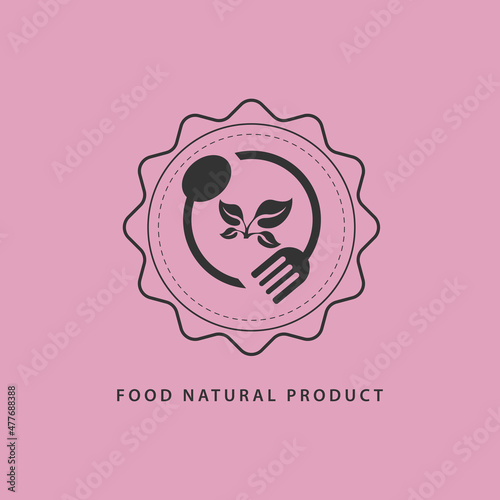 spoon and fork circle organic leaf in circle restaurant icon logo