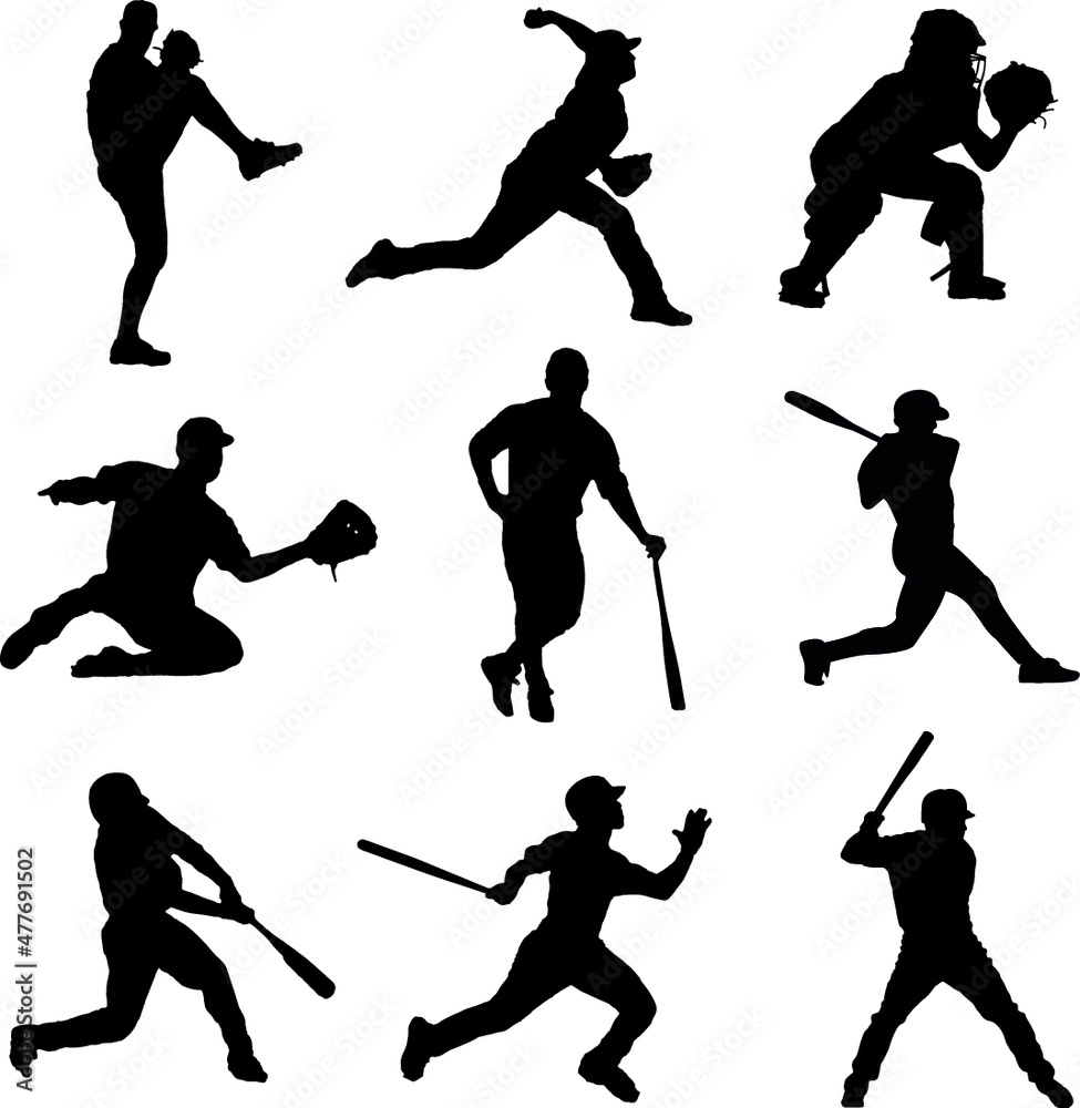 Naklejka premium Baseball Silhouette Pack