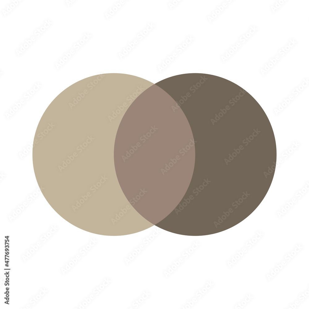 Two intersecting circles. Colored icon. Light and dark gray sign. Modern logo art. Vector illustration. Stock image. Two intersecting circles. Colored icon. Light and dark gray sign. Modern logo art. Vector illustration. Stock image.