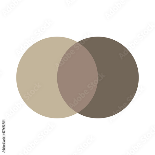 Two intersecting circles. Colored icon. Light and dark gray sign. Modern logo art. Vector illustration. Stock image. 