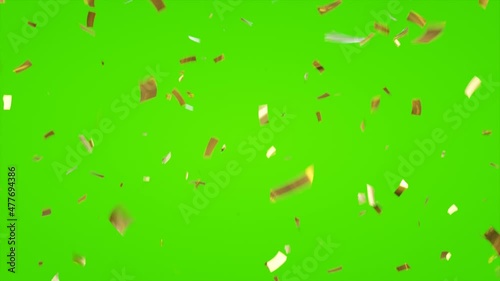 Colorful confetti floating on air over empty background. 3d Animation