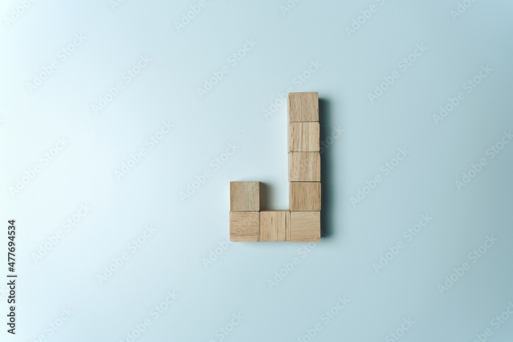 Letter J from wooden dice White Background