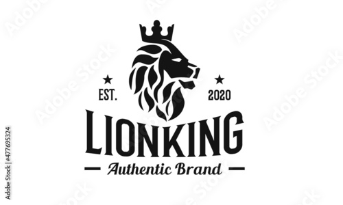 Lion with a crown logo designs