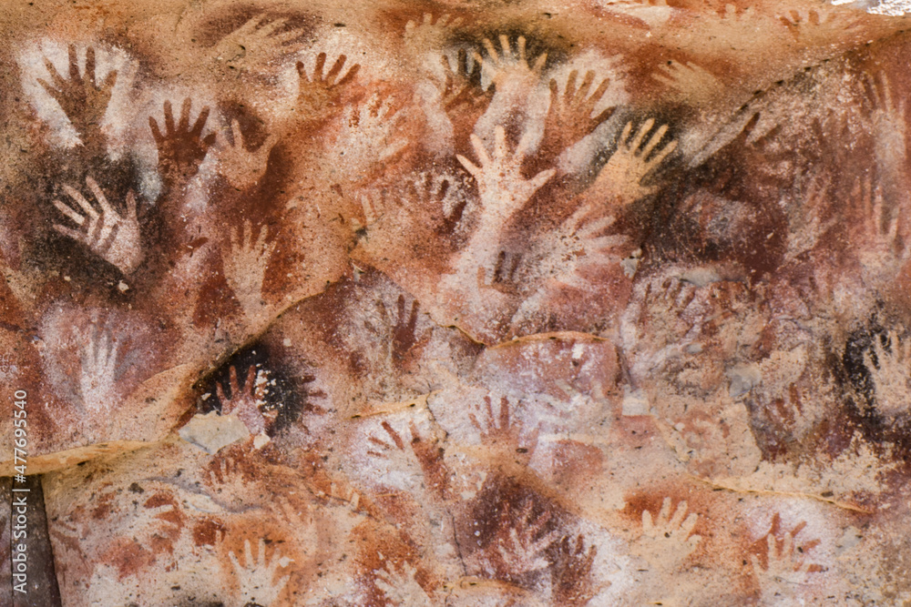 Archaeological site Cueva de las manos (Cave of Hands) with cave paintings dating from 13,000 to 9,000, in the Province of Santa Cruz, Patagonia, Argentina.