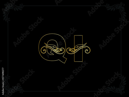 Luxury QI Gold Logo, New Monogram Qi Luxury Letter Logo Design