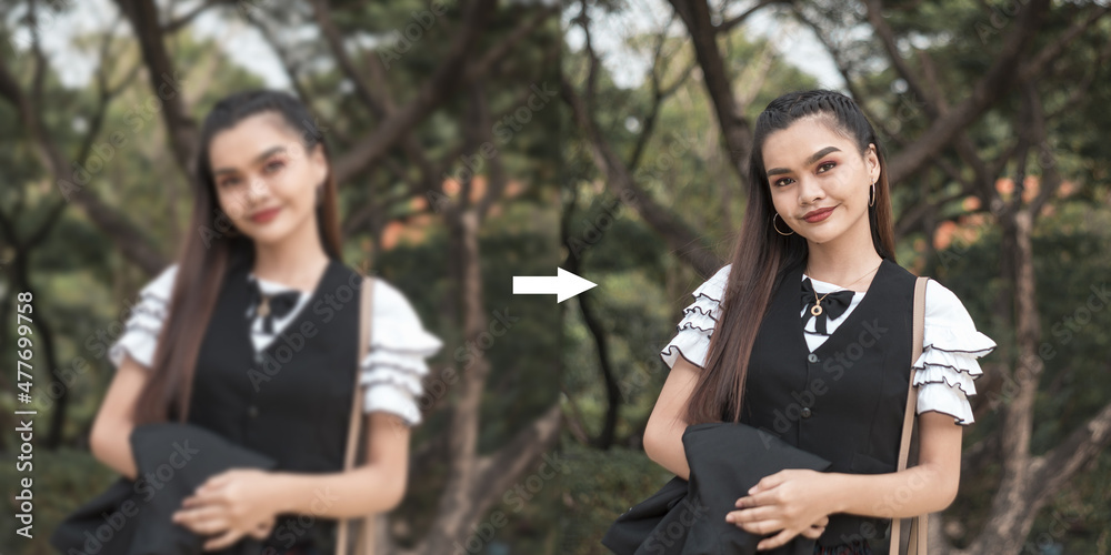 Example of AI deblurring Technology to correct an unfocused image of a