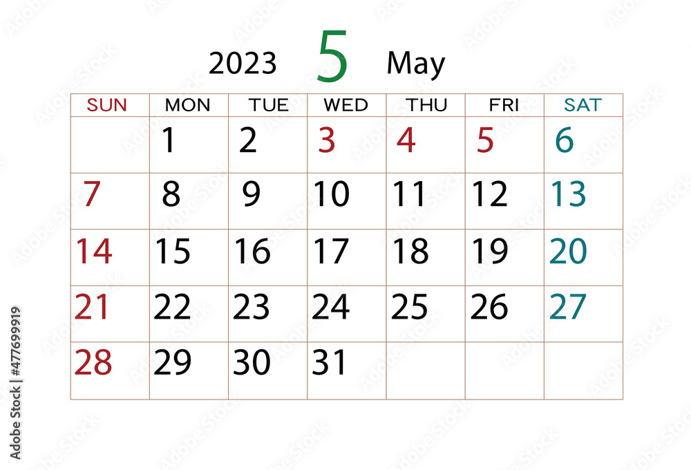 2023年カレンダー5月 2023年カレンダー5月