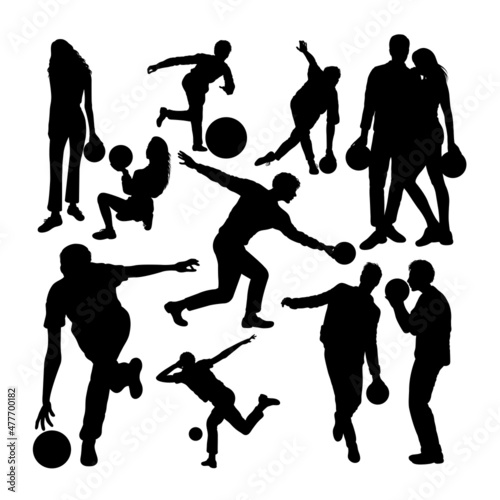 Bowling player silhouettes. Good use for symbol, logo, mascot, icon, sign, or any design you want.