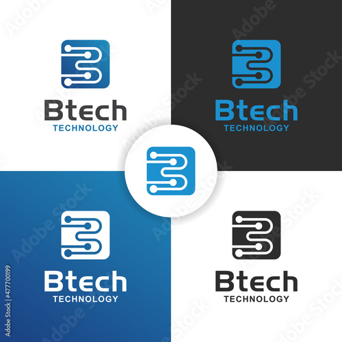 letter B processor chip logo for system technology business company logo design