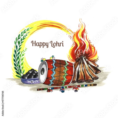  Happy lohri holiday background for punjabi festival design
