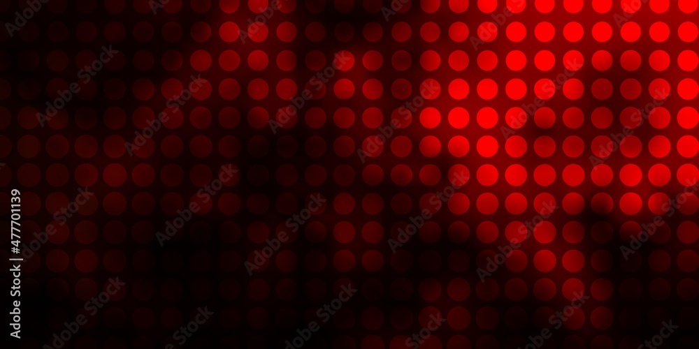 Dark Red vector background with circles.