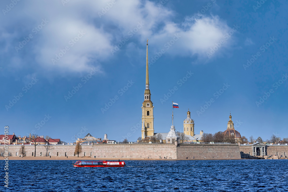 Russia, St. Petersburg, view of the Peter and Paul Fortress on the Neva