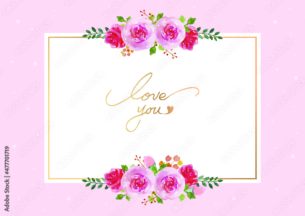 장미꽃 사각 프레임-결혼 초대장 또는 메모