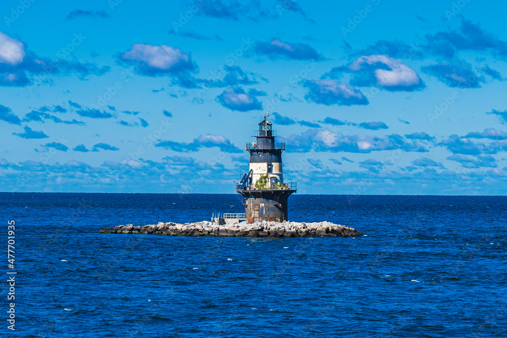 The lighthouse off Orient Point in the Long Island sound