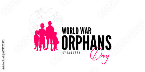 Creative Template Design for World War Orphans Day. Welfare Campaign for World War Orphans Day. Editable Illustration of Orphan Kids.