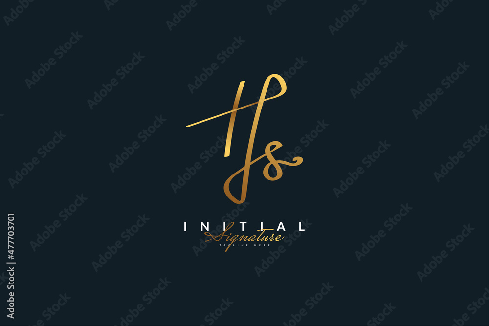 Elegant Initial Letter H and S Logo Design with Handwriting Style in Gold Metallic Color. HS Signature Logo or Symbol for Business Identity Elegant Initial Letter H and S Logo Design with Handwriting Style in Gold Metallic Color. HS Signature Logo or Symbol for Business Identity