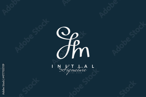 JM or HM Initial Logo Design with Handwriting Style. JM or HM Signature Logo or Symbol for Business Identity