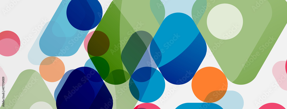 Color bubbles and rounded geometric shapes on white. Vector geometric minimal abstract background for wallpaper, banner, background, landing page Color bubbles and rounded geometric shapes on white. Vector geometric minimal abstract background for wallpaper, banner, background, landing page