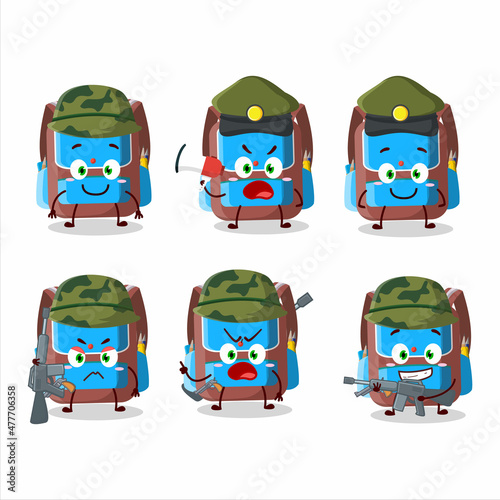 A charming soldier backpack children cartoon picture bring a gun machine