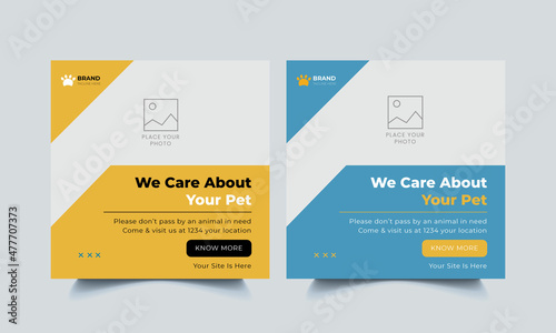 Pet care service promotion social media instagram post banner template