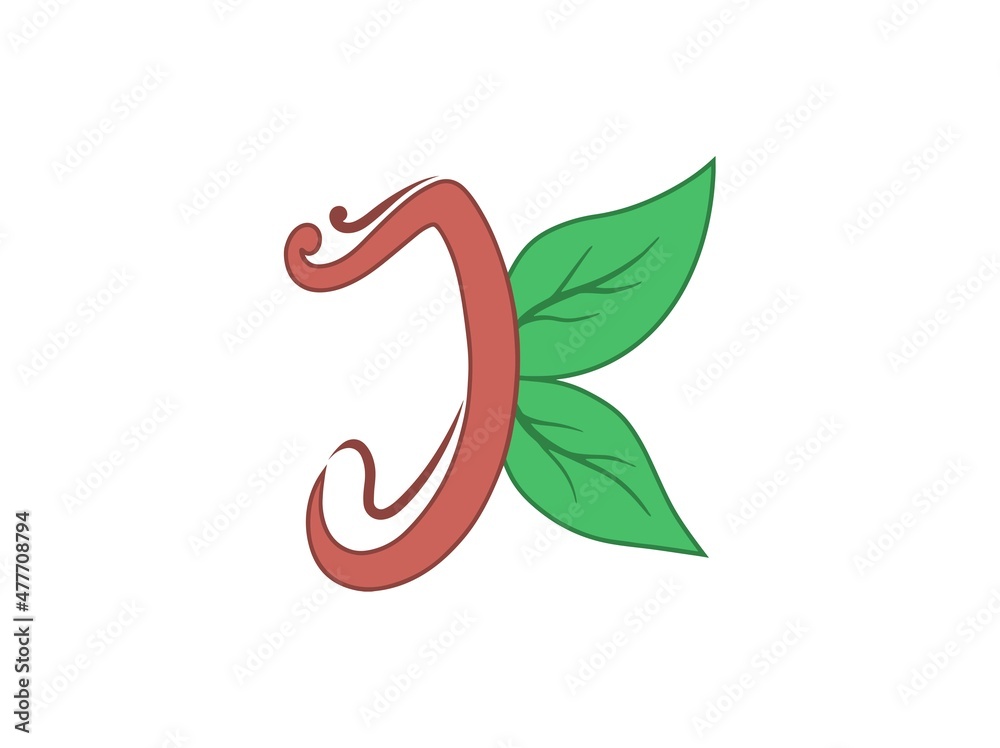 Fototapeta premium Letter k Logo Design. Plant Vector Illustration