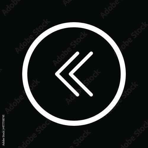 Go back left arrow icon. Return arrow icon sign symbol in trendy flat style. Left vector icon in circle isolated on black background