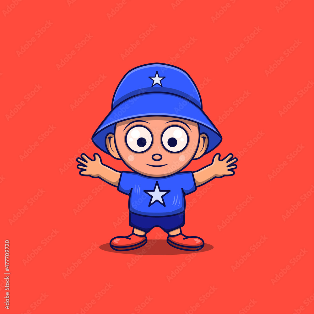 Cute boy cartoon character standing position