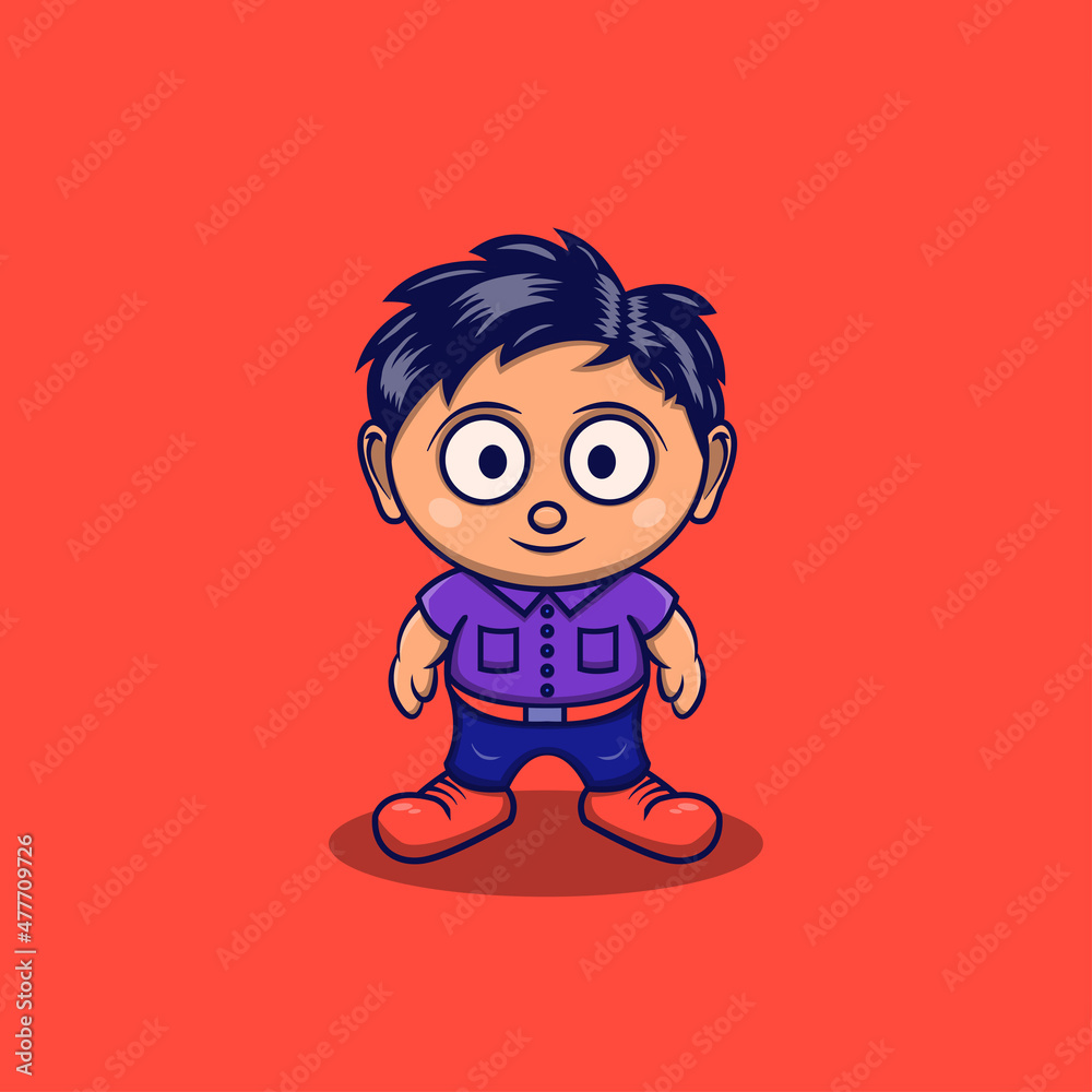 Cute boy cartoon character standing position Cute boy cartoon character standing position