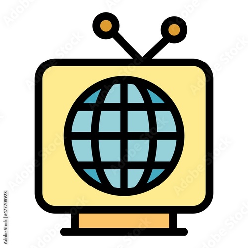 Tv actualization icon. Outline tv actualization vector icon color flat isolated