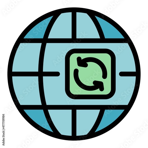 Global actualization icon. Outline global actualization vector icon color flat isolated