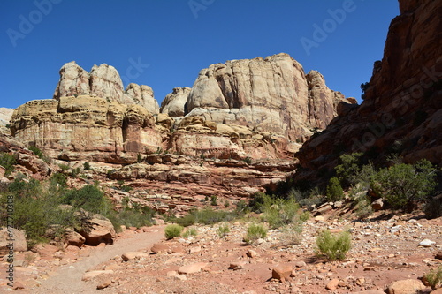 Lower South Desert Overlook and Castle Rock in Capitol Reef National park