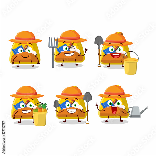 Farmer school bag cute mascot character with fork