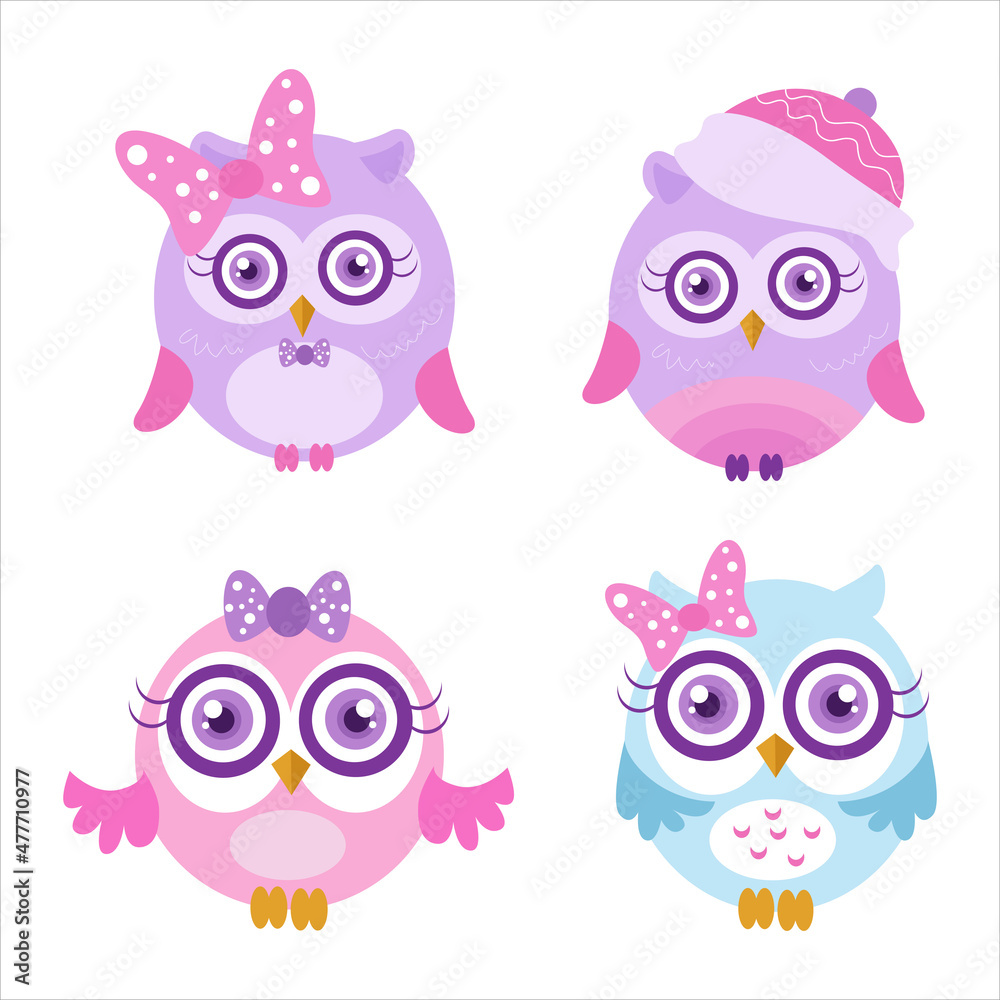 Cute owl illustration character collection 4