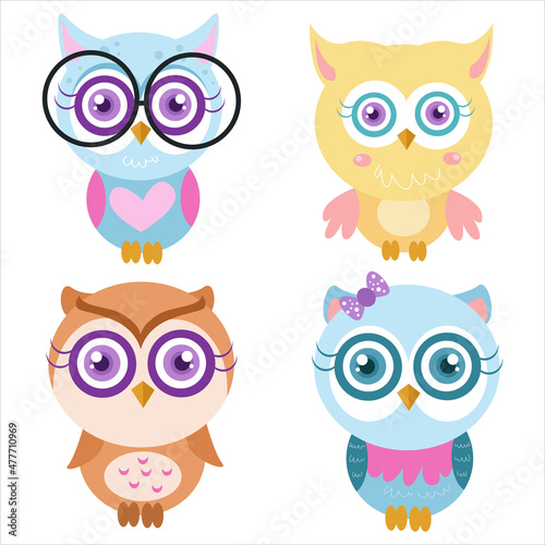 Wallpaper Mural Cute owl illustration character collection 2 Torontodigital.ca