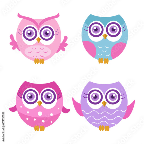 Wallpaper Mural Cute owl illustration character collection 5 Torontodigital.ca