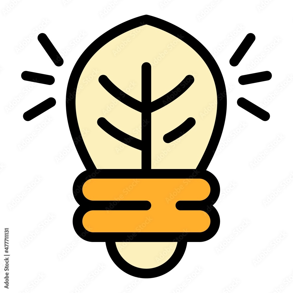 Bulb leaf icon. Outline bulb leaf vector icon color flat isolated Bulb leaf icon. Outline bulb leaf vector icon color flat isolated