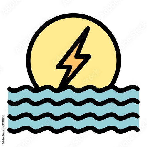 Hydro eco power icon. Outline hydro eco power vector icon color flat isolated