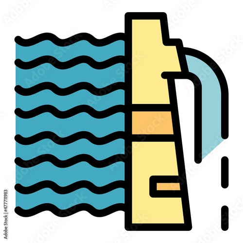Hydro power alternative icon. Outline hydro power alternative vector icon color flat isolated